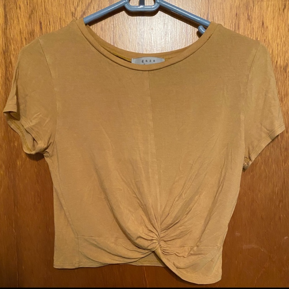 gaze Yellow Crop Top w/ Knotted Front Style